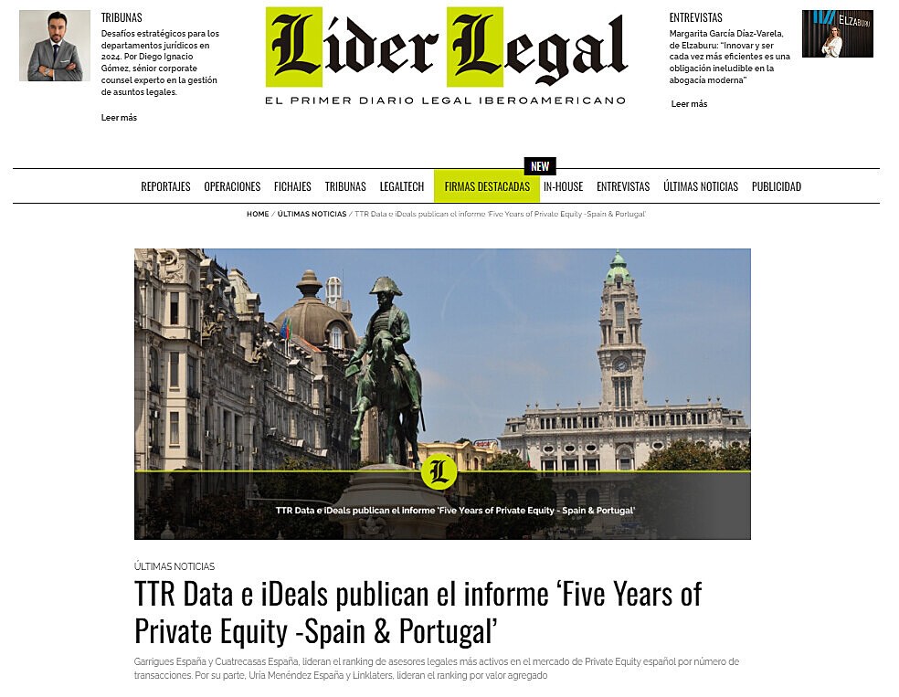 TTR Data e iDeals publican el informe Five Years of Private Equity -Spain & Portugal